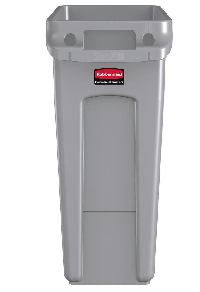Rubbermaid Grey 25 x 22 x 11 in. 16 gal Resin Vented Trash Container 