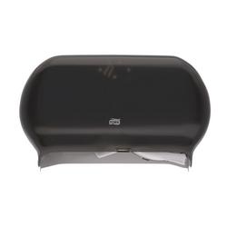 T22 Twin Jumbo Toilet Paper Roll Dispenser with Refill Indicator Window in Smoke