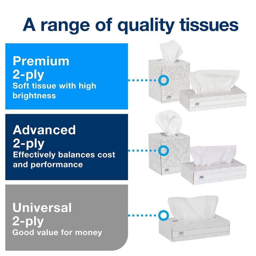 Tork White Facial Tissue Flat Box, 2-Ply 100-Sheets 