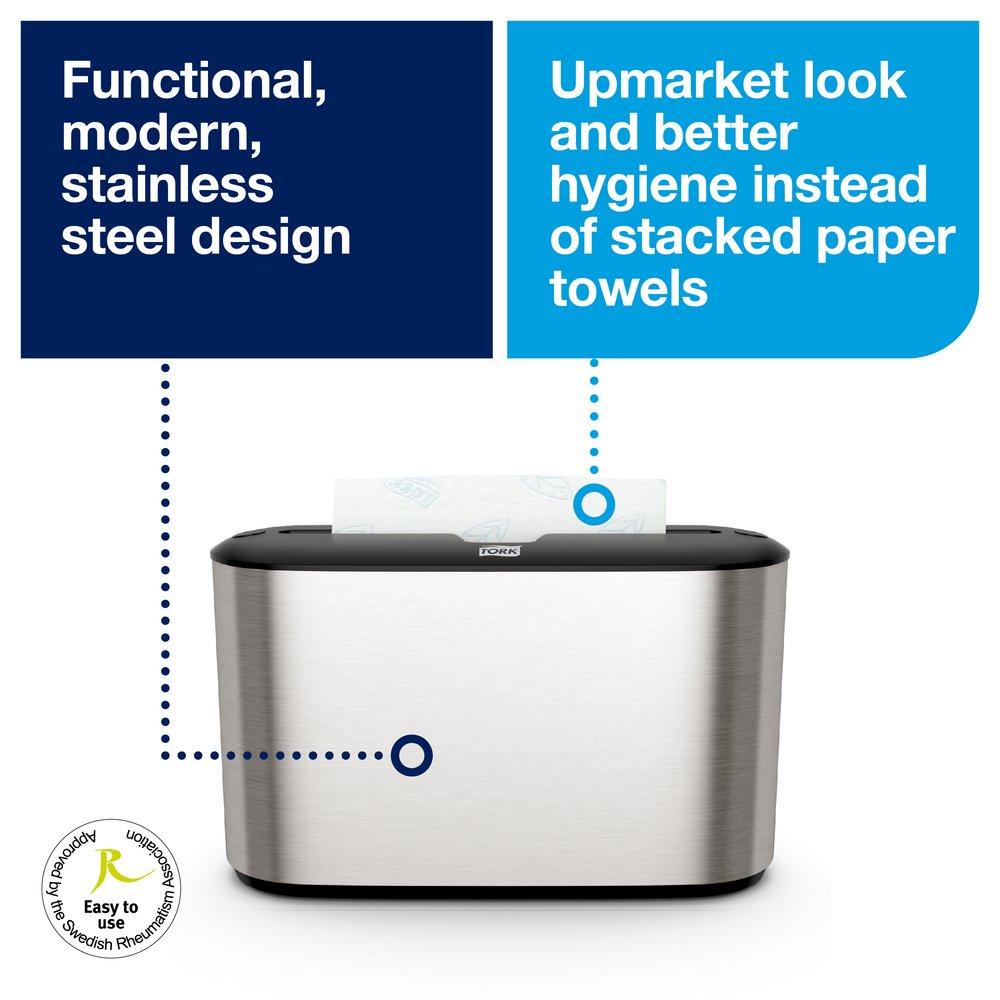 Tork Stainless Countertop Multifold Paper Hand Towel Dispenser 