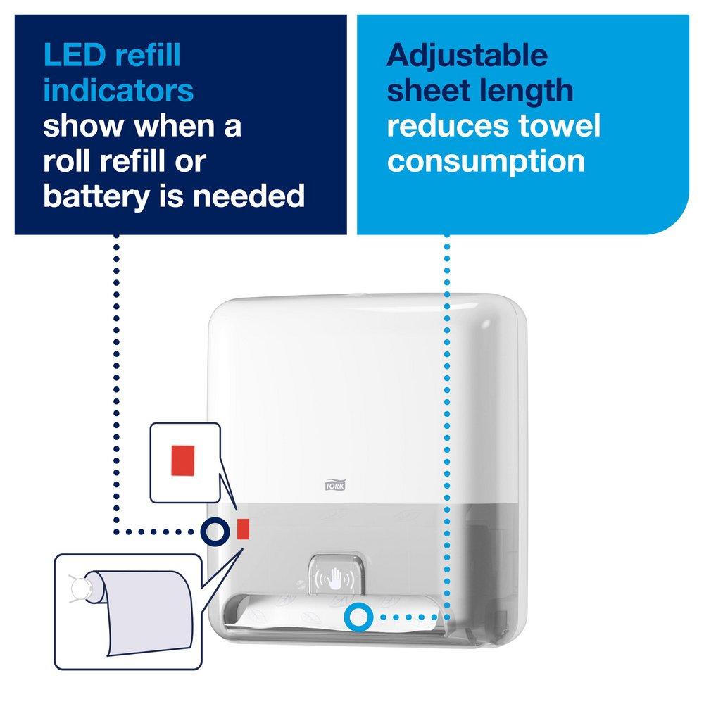Tork White Paper Hand Towel Roll Dispenser with Intuition Sensor, H1 System 