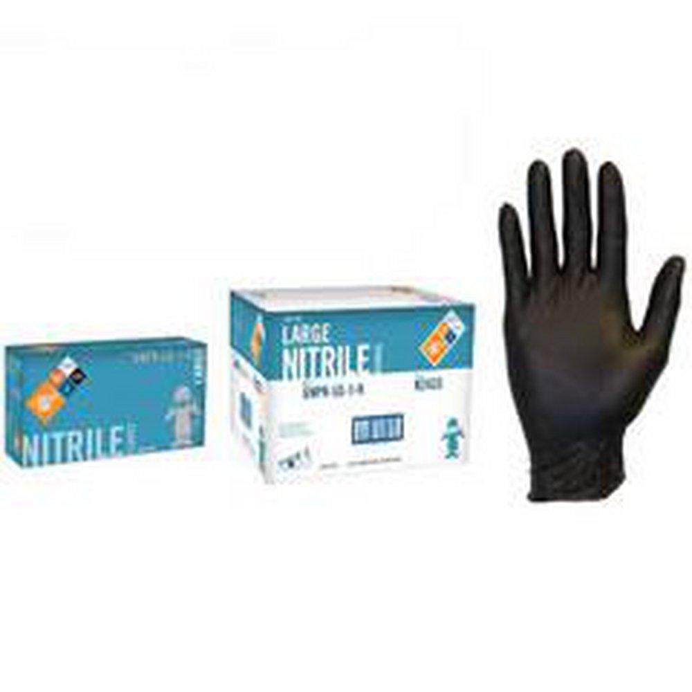 Safety Zone Black Nitrile Gloves in Black (Box of 100, Case of 10 Boxes) 