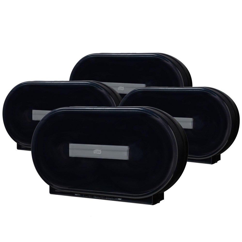 Twin Jumbo Roll Toilet Paper Dispenser in Black 