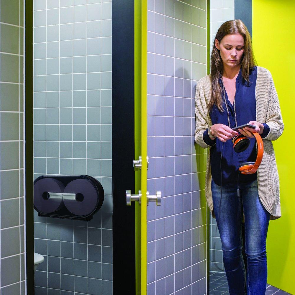 Twin Jumbo Roll Toilet Paper Dispenser in Black 