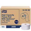 High Capacity Bath Tissue Roll with OptiCore®, 2-Ply 2000-Sheets, White, T10 System (Case of 12)