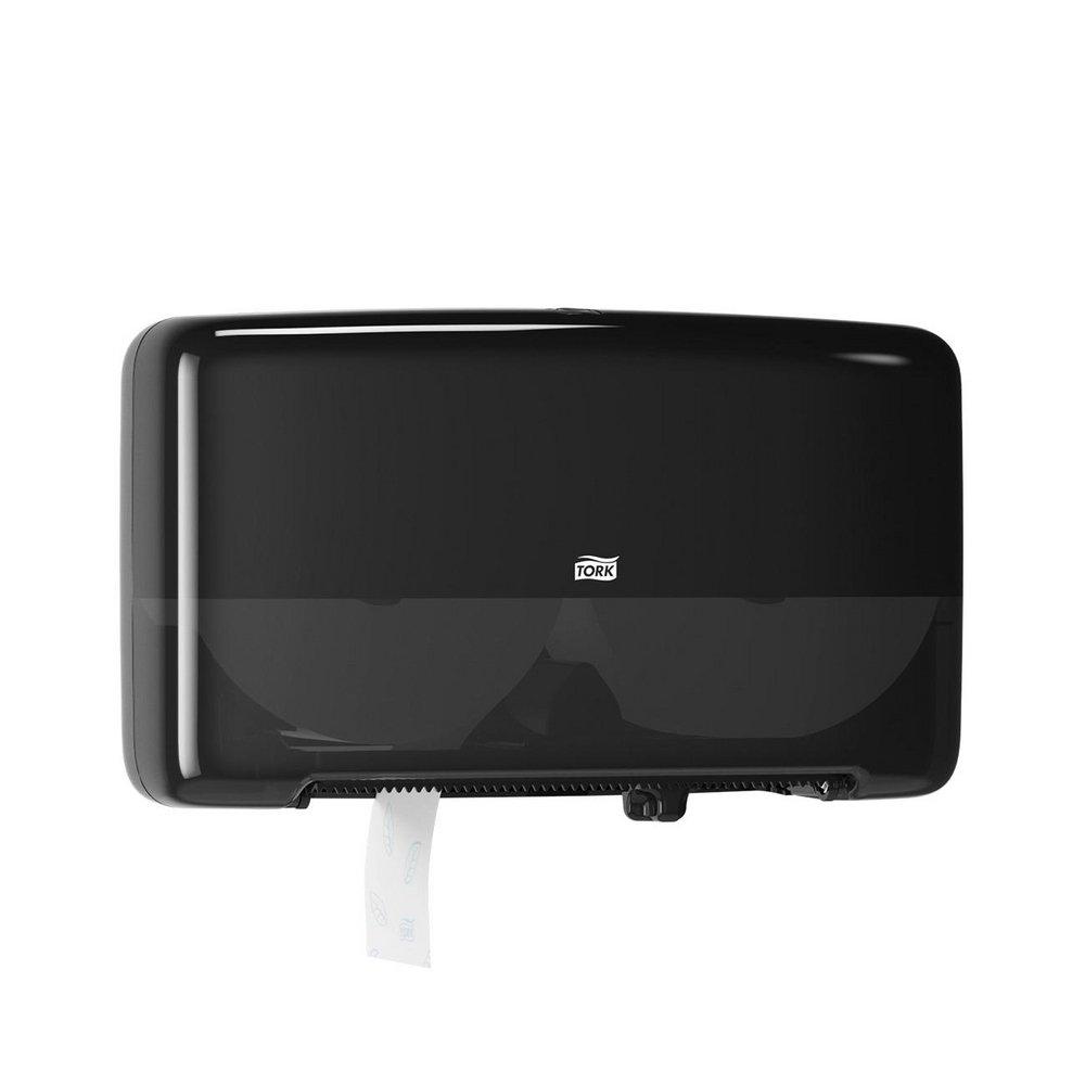 Tork Black Twin Mini Jumbo Bath Tissue Roll Dispenser, T2 System 