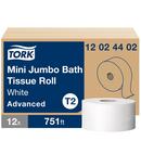 Mini Jumbo Bath Tissue Roll, 2-Ply 751 ft, White, T2 System (Case of 12)