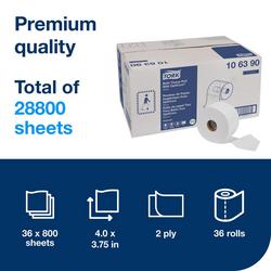 Premium T11 Mid-Size 2-Ply Toilet Paper Roll in White, 800 Sheets (Case of 36)