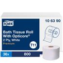 Bath Tissue Roll with OptiCore®, 2-Ply 800-Sheets, White, T11 System (Case of 36)