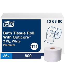 Premium T11 Mid-Size 2-Ply Toilet Paper Roll in White, 800 Sheets (Case of 36)