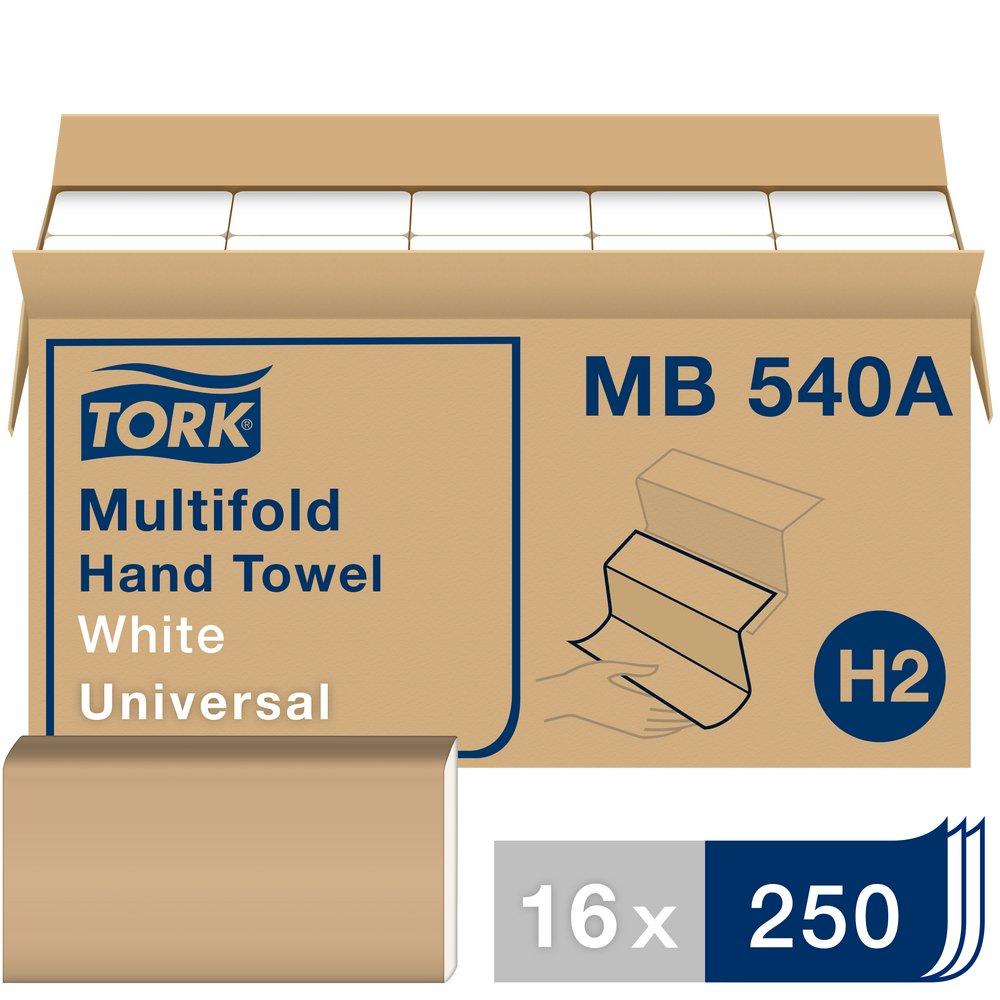 Tork White Multifold Paper Hand Towel, 1-Ply 250-Towels 