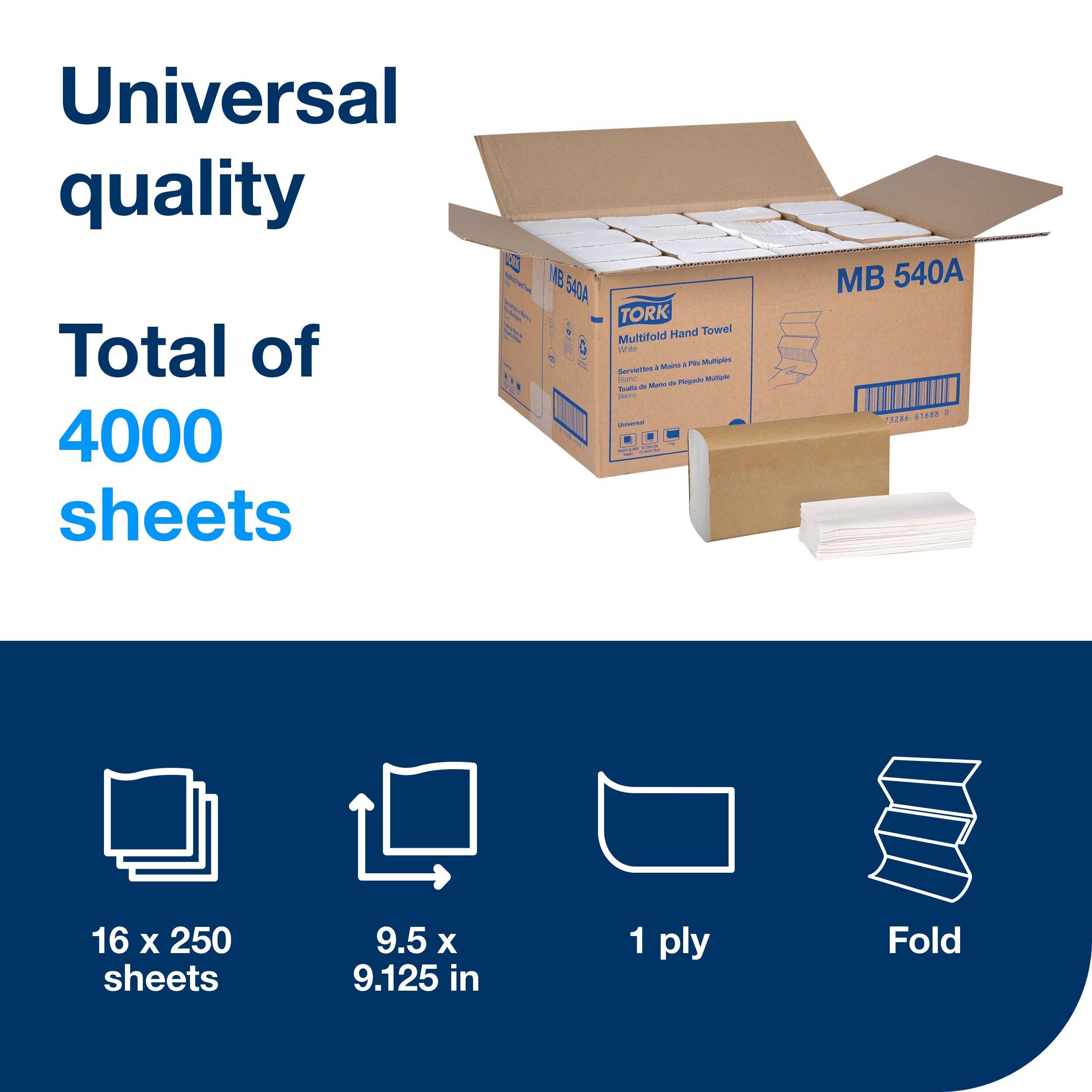 Tork White 9-1/2 x 9-3/25 in. Advance Multifold Towel in White 