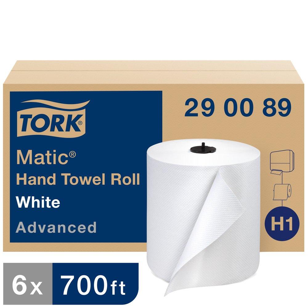 Tork White Advanced Paper Towel Roll, 1-Ply 700 ft, White, H1 System 