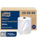 Tork White Advanced Paper Towel Roll, 1-Ply 700 ft, White, H1 System 