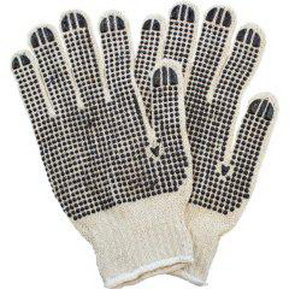 Safety Zone Black Polyester, PVC and Cotton Double Dot Gloves in Black and Natural 
