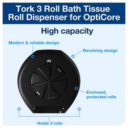 T11 High Capacity 3-Roll Toilet Paper Roll Dispenser in Black