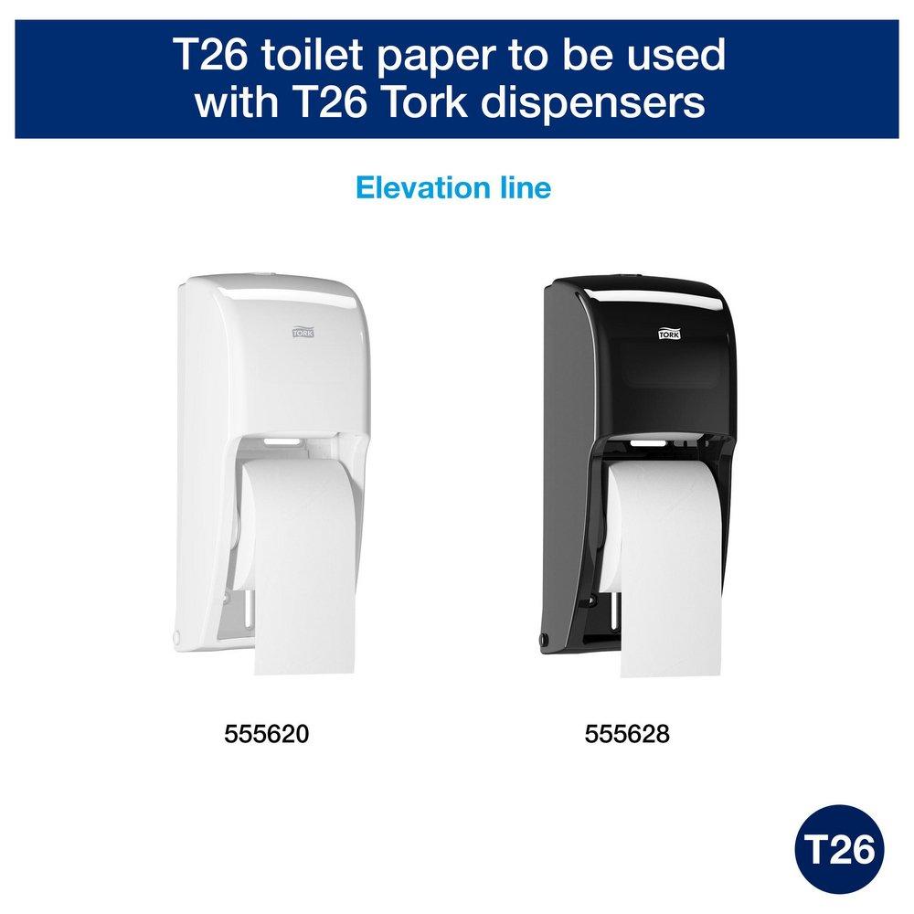 Tork White High Capacity Bath Tissue Roll, 2-Ply 1000-Sheets, White, T26 System 