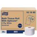 Tork White Bath Tissue Roll with OptiCore®, 2-Ply 865-Sheets, White, T11 System 