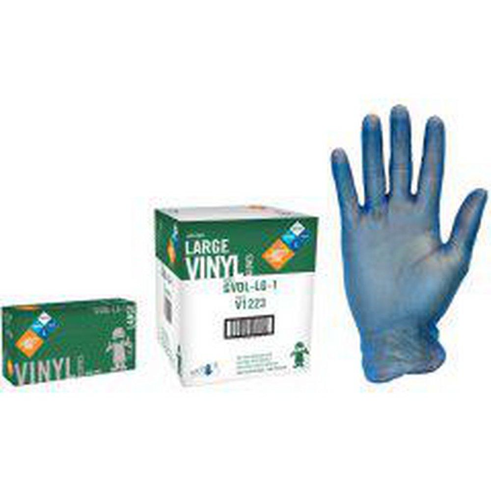 Safety Zone Blue Vinyl Glove in Blue (Box of 100, Case of 10 Boxes) 