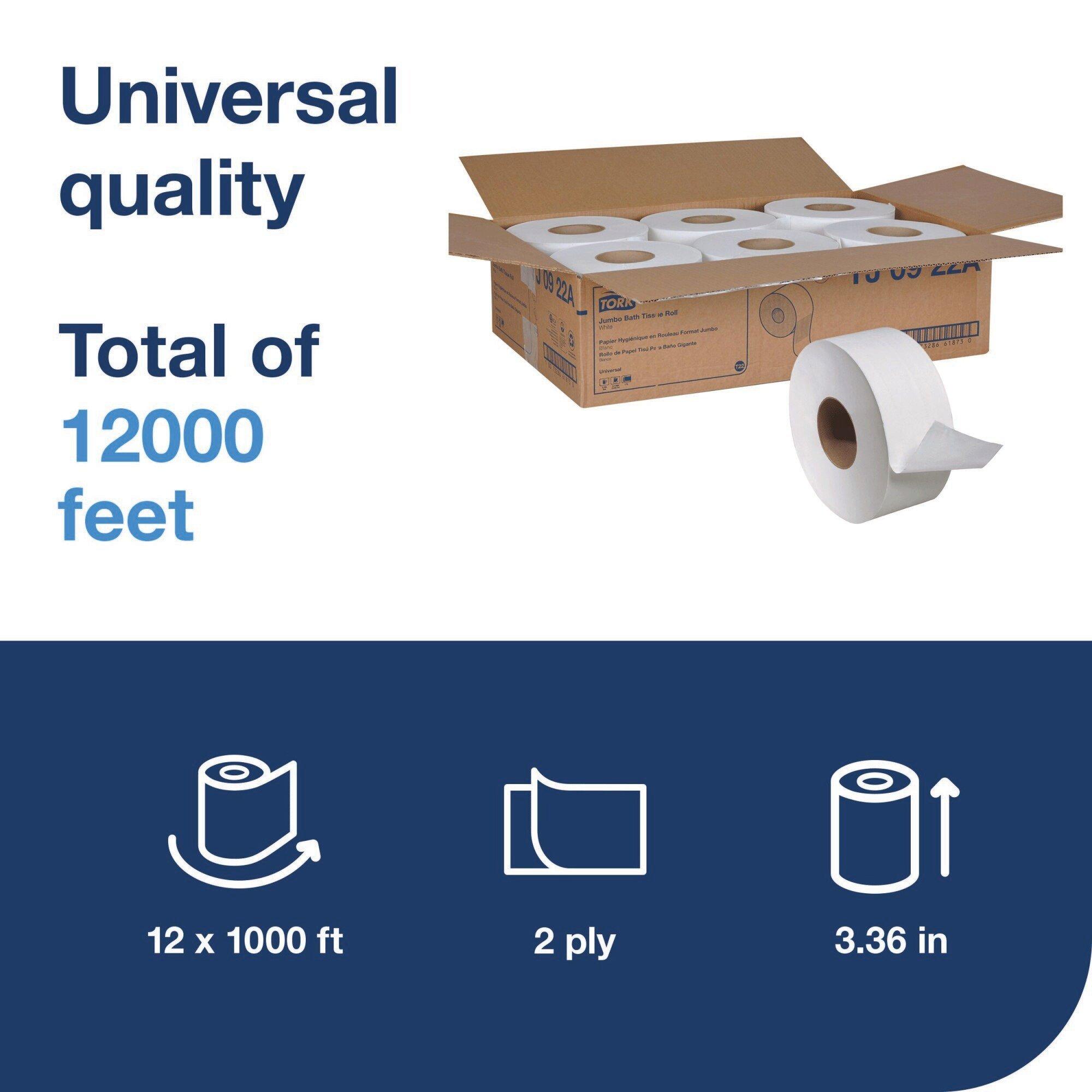 Tork White 3-3/5 in. 2-ply Bath Tissue in White (Case of 12) 