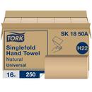 Singlefold Paper Hand Towel, 1-Ply 250-Towels, Natural (Case of 16)