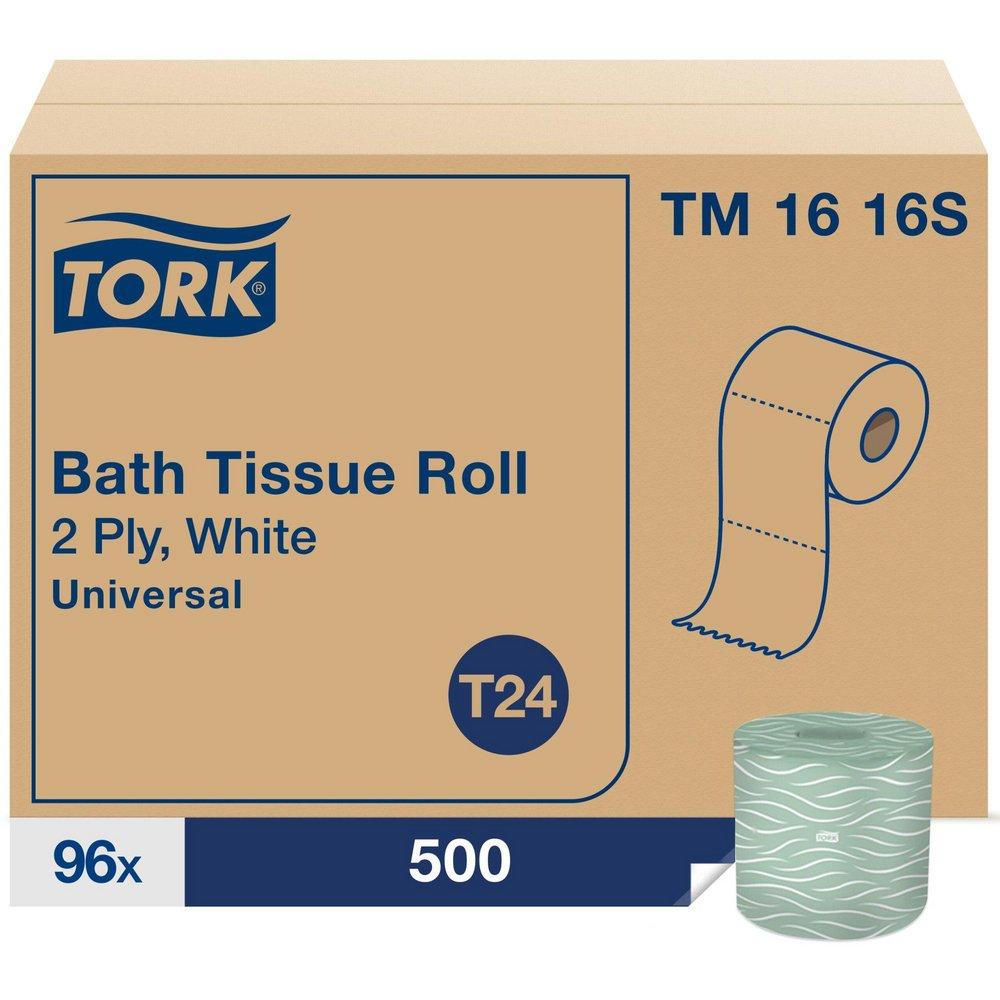Tork White Bath Tissue Roll, 2-Ply 500-Sheets, White 