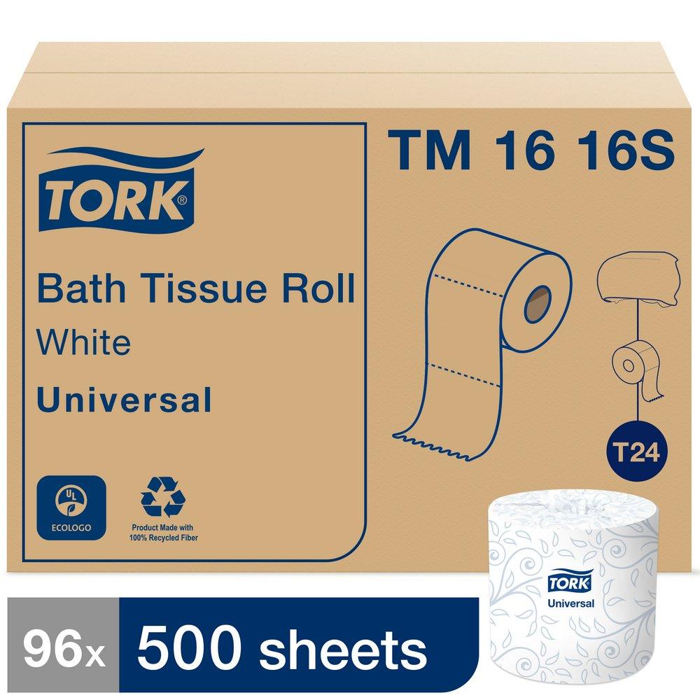 Tork White Bath Tissue Roll, 2-Ply 500-Sheets, White 