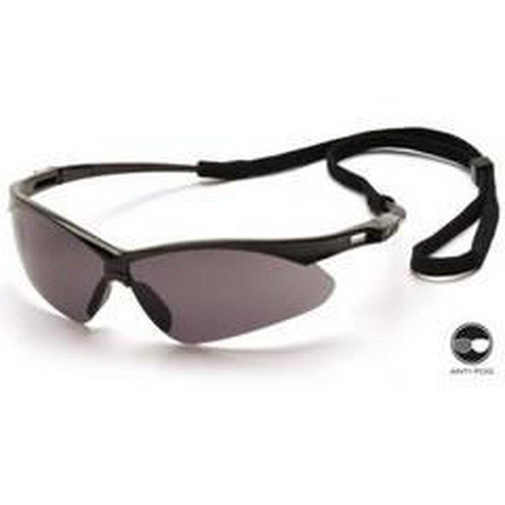 Pyramex Safety Products Polycarbonate Safety Glasses with Black Frame and Anti-fog Lens 