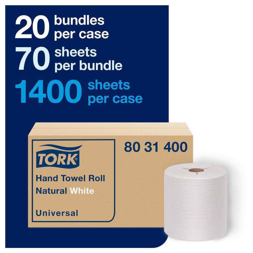 Tork Natural White Paper Hand Towel Roll, 1-Ply, Natural White, H80 System 