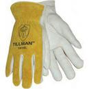 Tillman&reg; Bourbon Brown Cowhide Leather and Grain Leather Gloves in Pearl and Bourbon Brown 