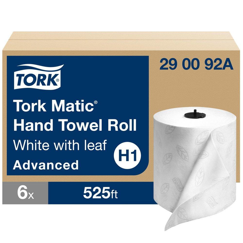 Tork White Advanced Paper Towel Roll, 2-Ply 525 ft, White, H1 System 