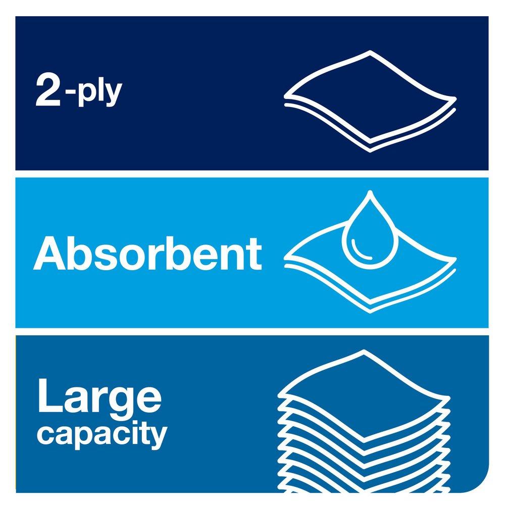 Tork White Advanced Paper Towel Roll, 2-Ply 525 ft, White, H1 System 