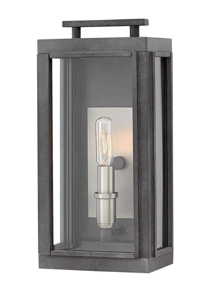 Hinkley Aged Zinc 5W 1-Light Candelabra E-12 LED Small Outdoor Wall Sconce 