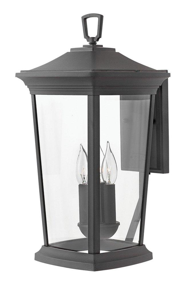 Hinkley Museum Black 10 x 19-3/10 in. 180W 3-Light Candelabra E-12 Incandescent Outdoor Wall Sconce 