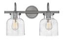19 x 11-1/4 in. 100W 2-Light Medium E-26 Vanity Fixture with Clear Seeded Glass in Antique Nickel
