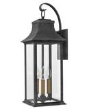 8-1/2 x 24-1/2 in. 180W 3-Light Candelabra E-12 Incandescent Outdoor Large Wall Sconce in Aged Zinc