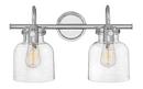 19 x 11-1/4 in. 100W 2-Light Medium E-26 Vanity Fixture with Clear Seeded Glass in Polished Chrome
