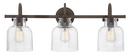 29-1/2 x 11-3/10 in. 300W 3-Light Medium E-26 Vanity Fixture with Clear Seeded Glass in Oil Rubbed Bronze