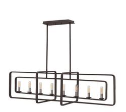60W 8-Light Candelabra E-12 Incandescent Linear Chandelier in Aged Zinc with Antique Nickel