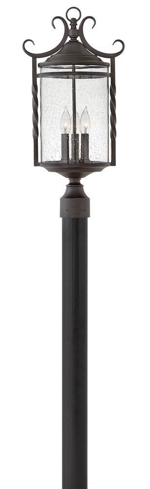 Hinkley Olde Black 60W 3-Light Candelabra E-12 Incandescent Post Top or Pier Mount Lantern 