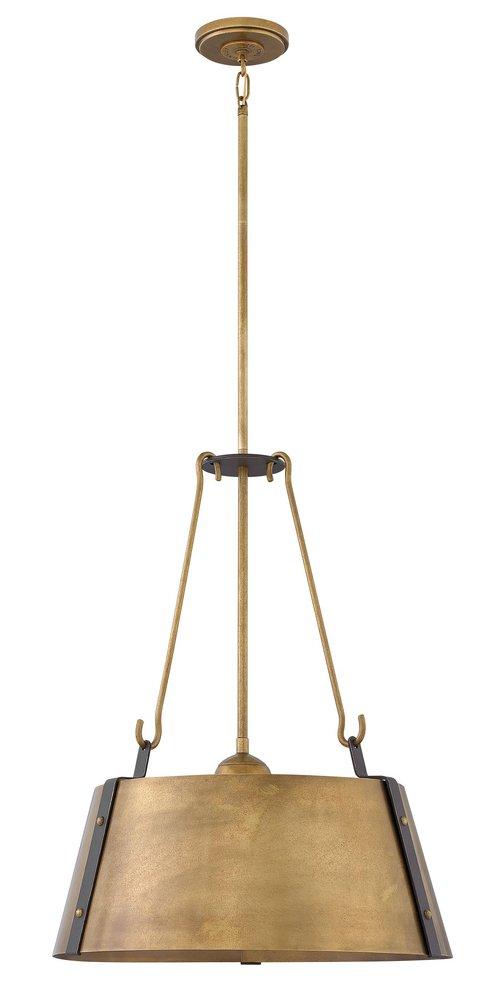 Hinkley Rustic Brass 300W 3-Light Medium E-26 Chandelier 