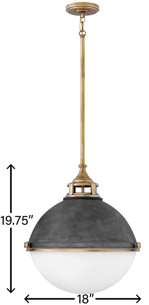 Hinkley Aged Zinc/Heritage Brass 18 in. 100W 2-Light Medium E-26 Incandescent Pendant 