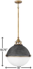 Hinkley Aged Zinc/Heritage Brass 18 in. 100W 2-Light Medium E-26 Incandescent Pendant 