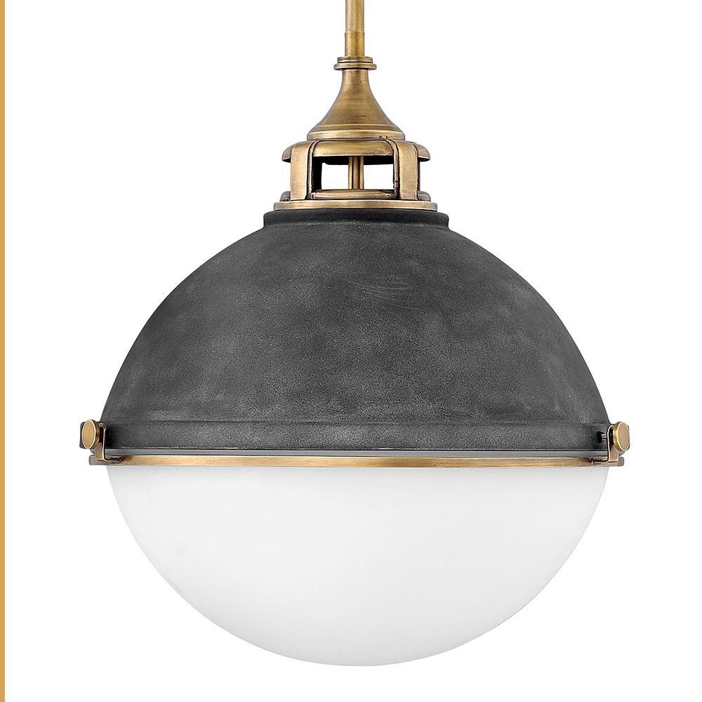 Hinkley Aged Zinc/Heritage Brass 18 in. 100W 2-Light Medium E-26 Incandescent Pendant 