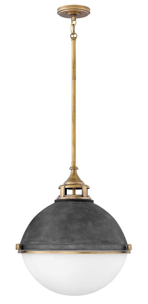 Hinkley Aged Zinc/Heritage Brass 18 in. 100W 2-Light Medium E-26 Incandescent Pendant 