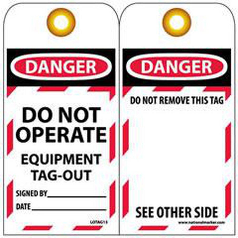 National Marker Company Black 3 in. Lockout Tag Danger - Do Not Operate - Equipment Tag-Out (Pack of 10) 