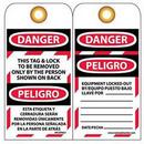 3-1/2 x 6 in. Vinyl Bilingual "Danger" Lockout Tag (Pack of 10)