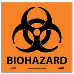4 x 4 in. Pressure Sensitive Vinyl Biohazard Label