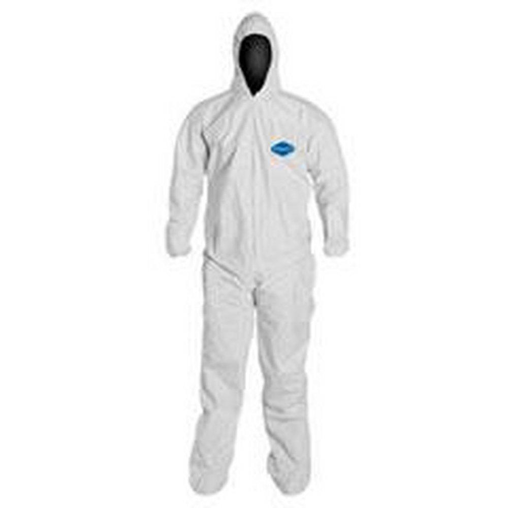 Liberty Glove & Safety White Polypropylene Coverall with Hood, Elastic Wrist and Ankle in White 