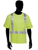 2XL Size T-shirt with Silver Reflective Stripes in Lime Green